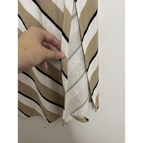 WOMEN'S CHICO'S ZENERGY BLACK WHITE TAN STRIPED SHORT SLEEVE MAXI DRESS SIZE 0 - Picture 4 of 6